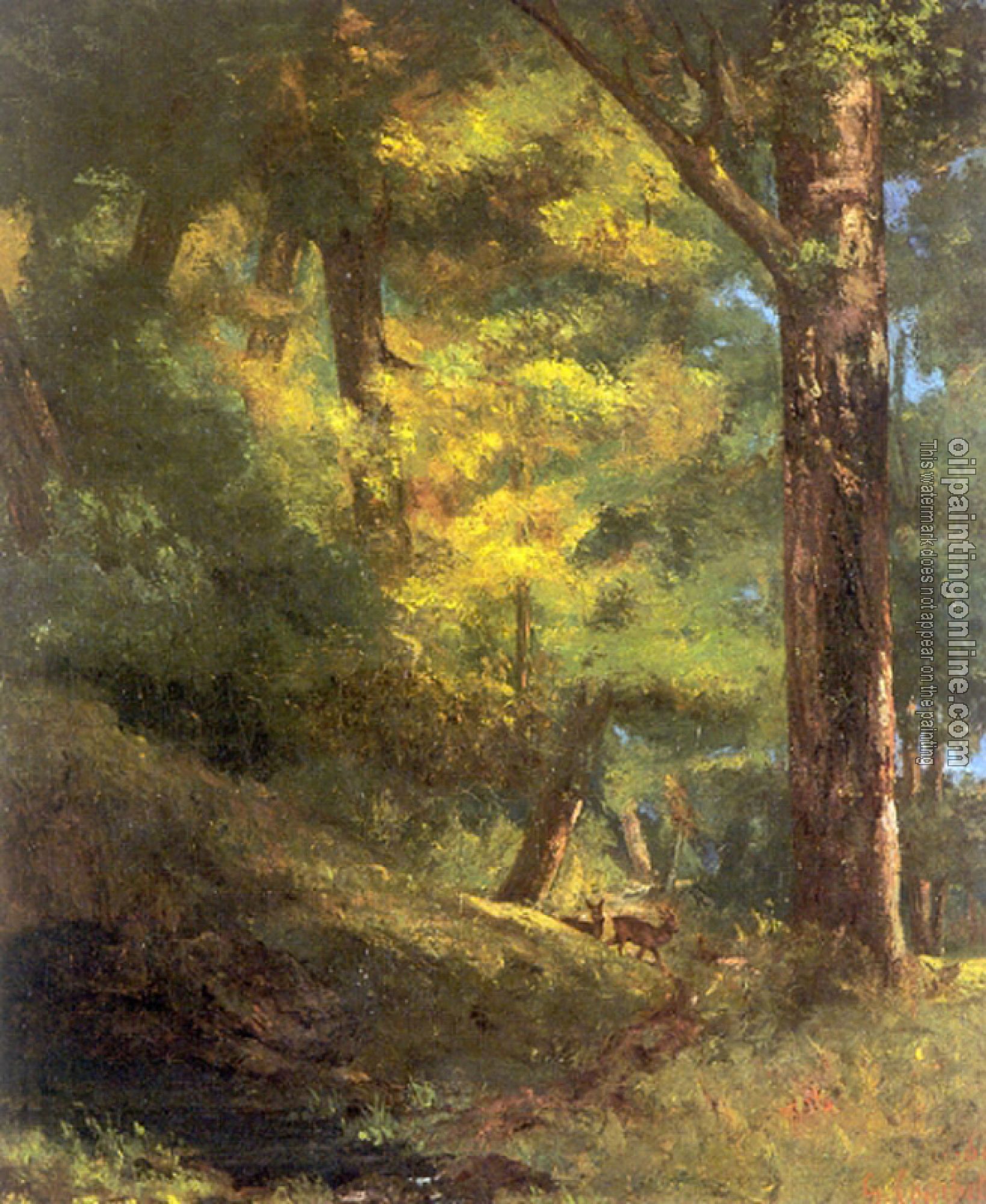 Courbet, Gustave - Deux Chevre Uils Dans la Foret( Two Goats in the Forest)